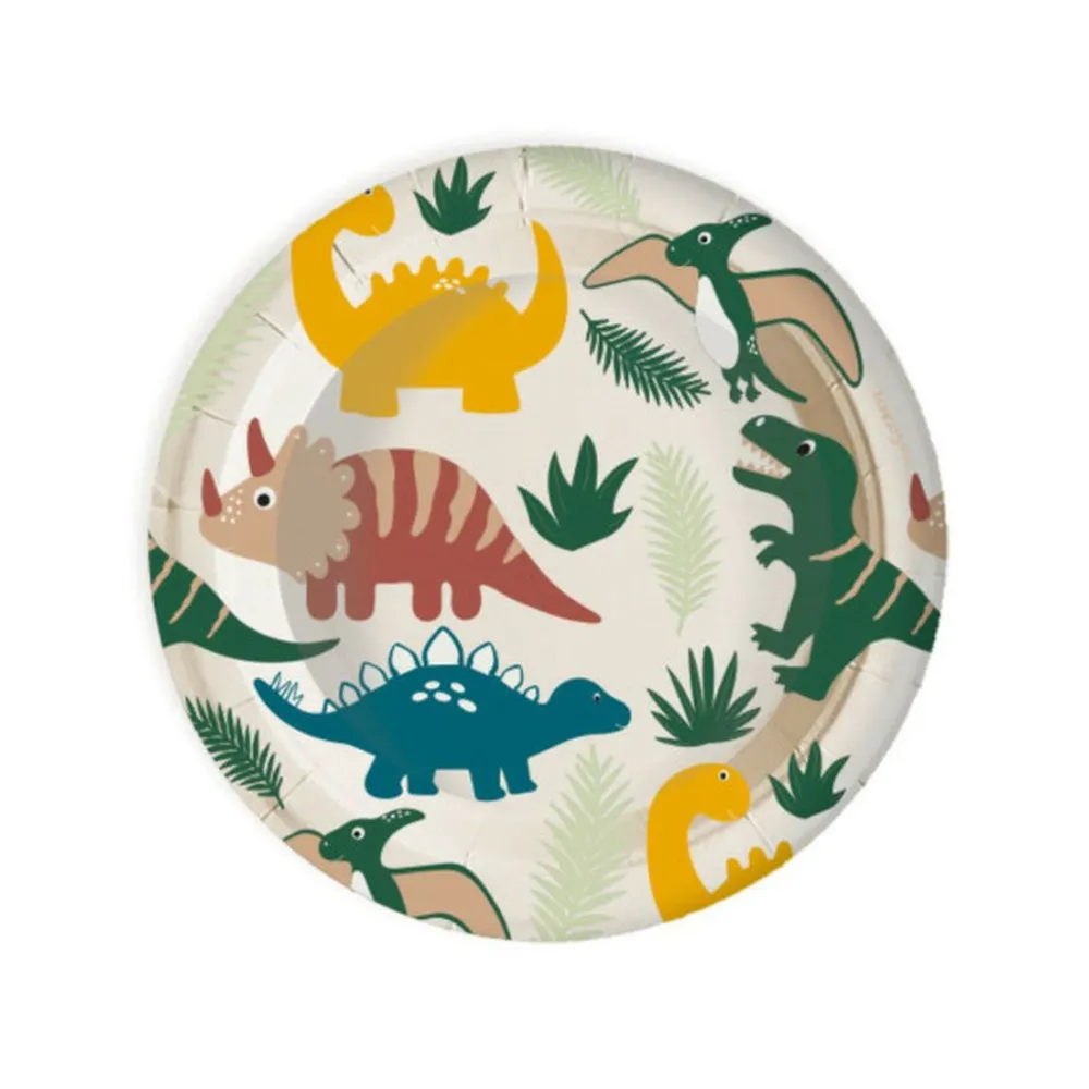 8 assiettes en carton ø 23 cm - dino
