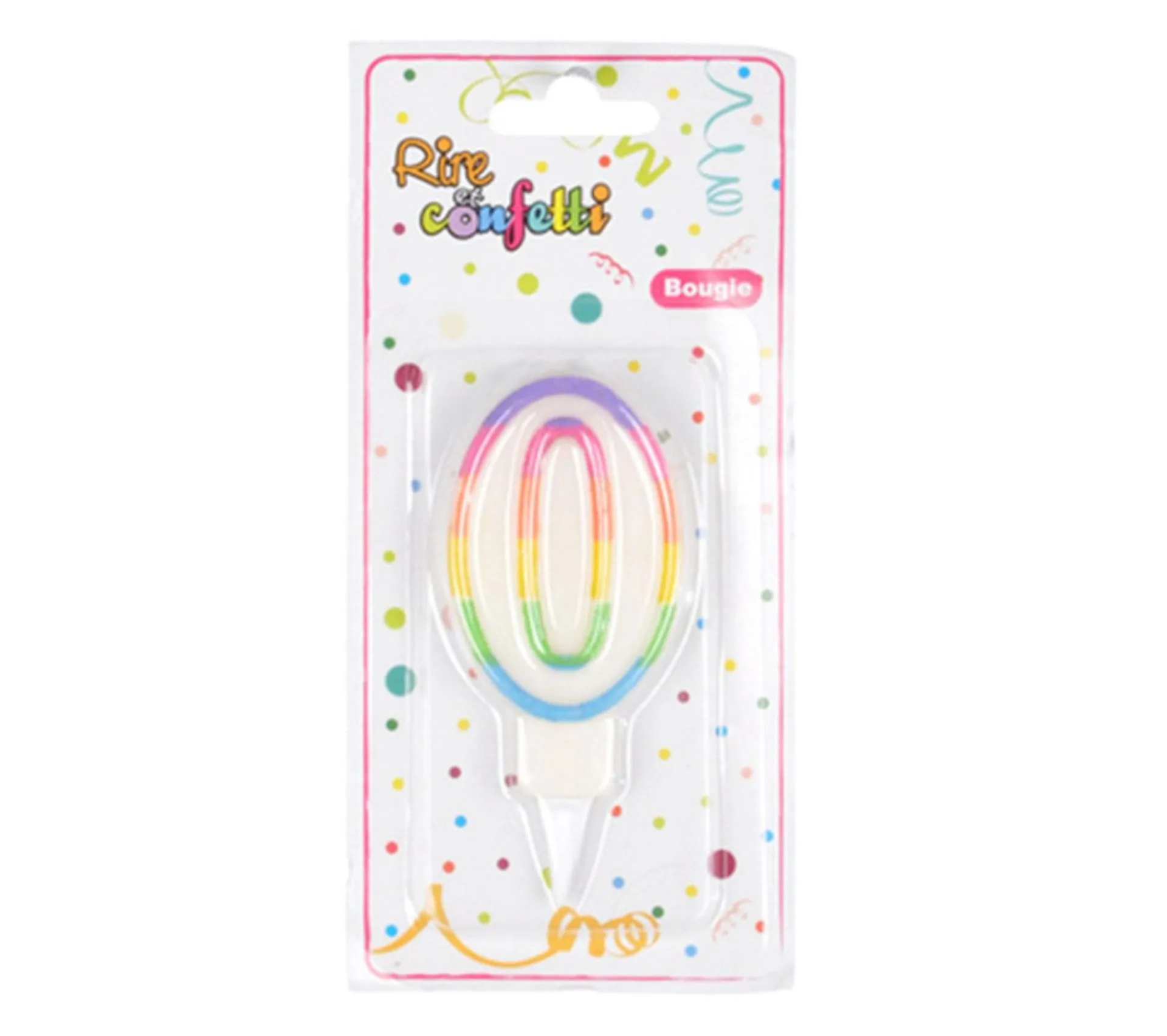Bougie D'anniversaire "chiffre 0" 7cm Multicolore