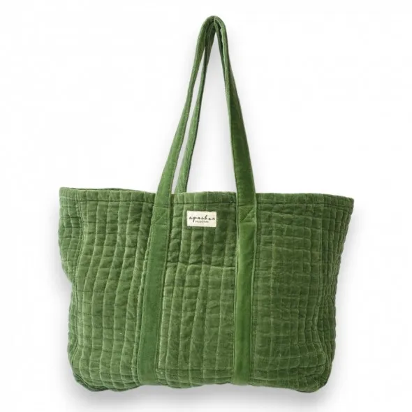 Cabas Samba  - Velours mousse - APACHES Collections - Perlin Paon Paon