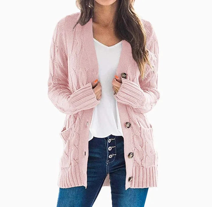 Cardigan Long Boutonné pour Femmes
