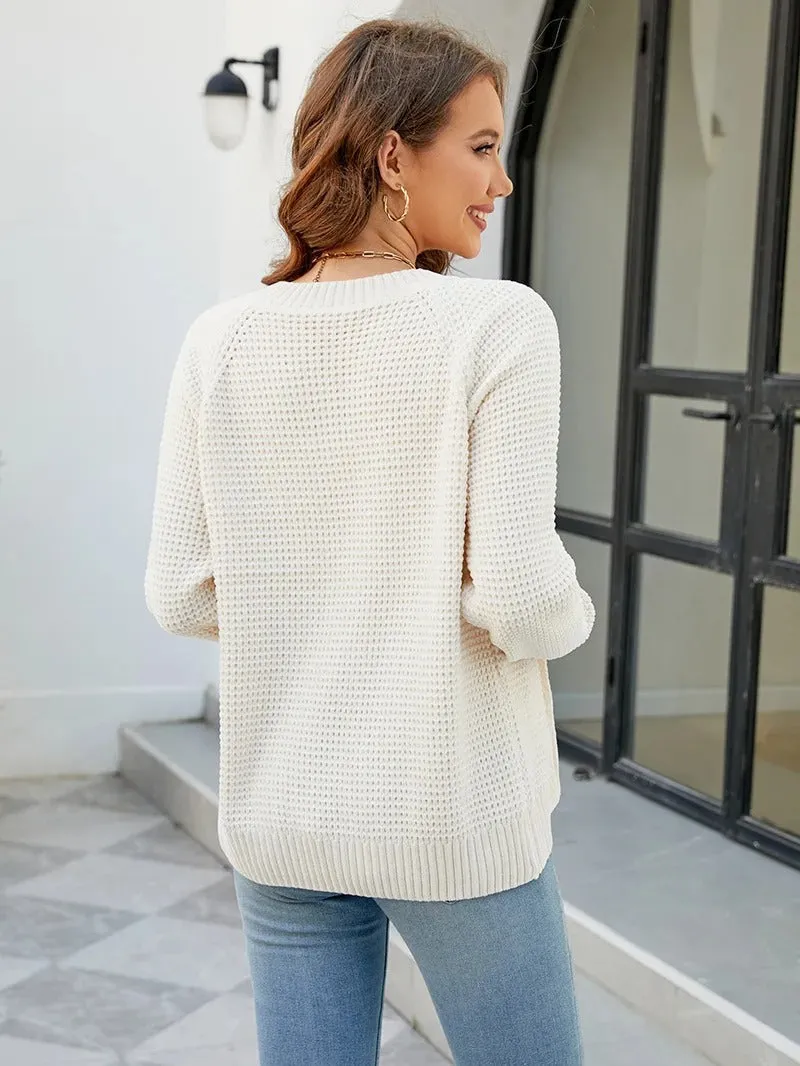 Cardigan à Col Rond avec Fermeture Eclair pour Femmes