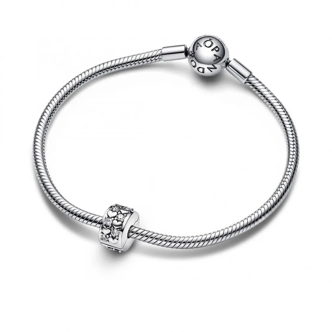 Charm Clip Pendant Argenté Cœurs de l'Infini Scintillants  | 3 Suisses