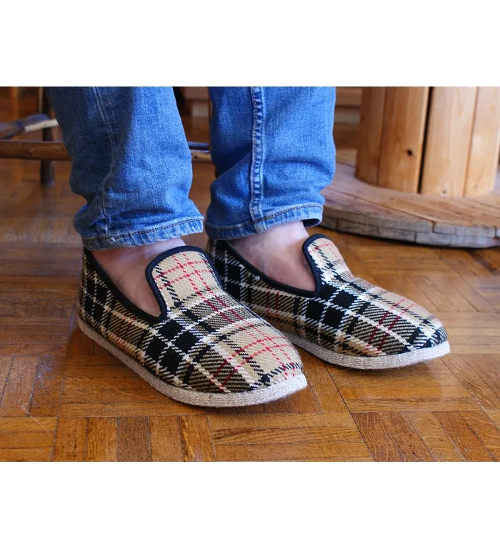 chaussons et pantoufles - Charentaises Hiver - homme - Toile Jean - Gris - Rondinaud