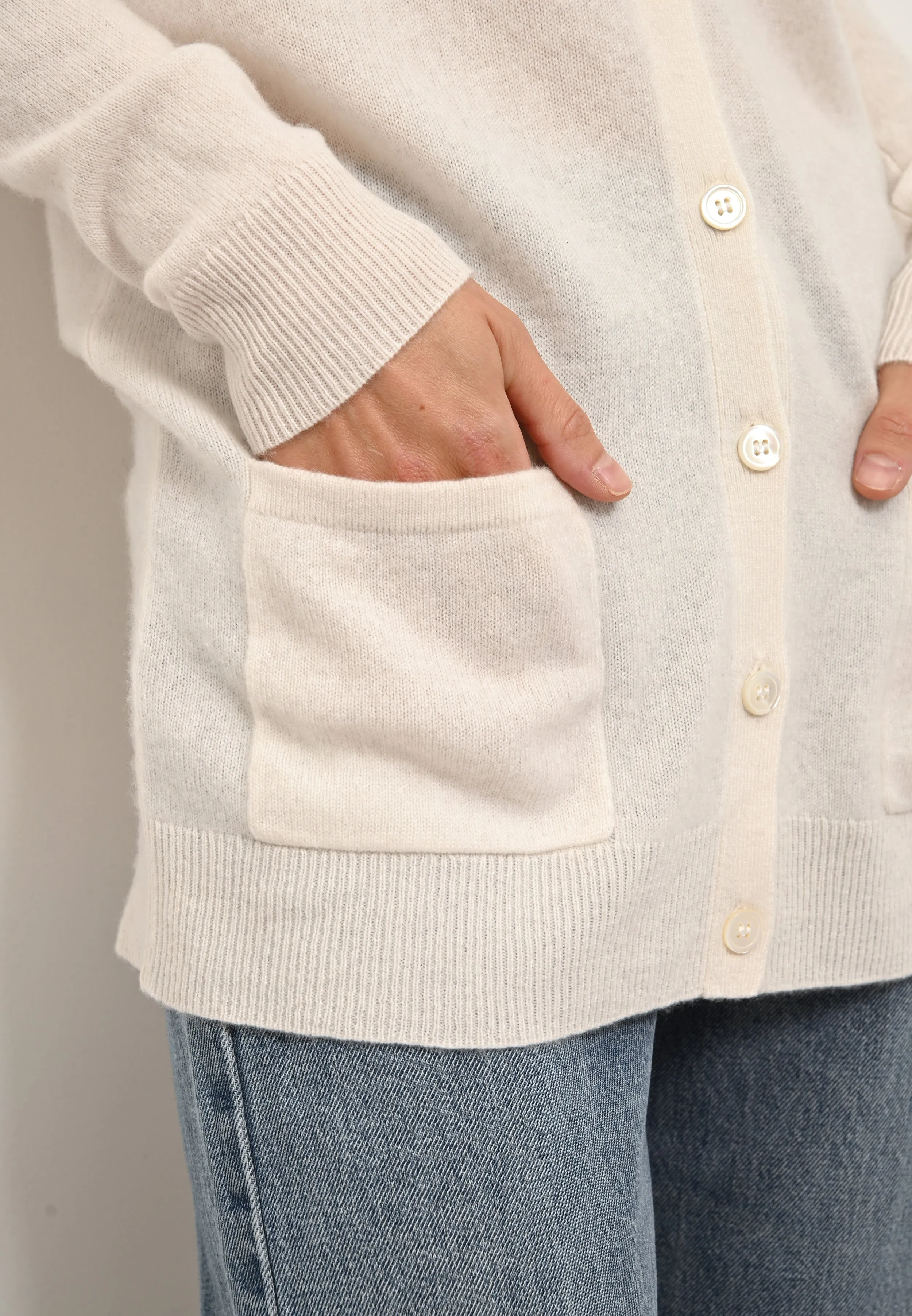 CHELSEA cardigan col v ivoire