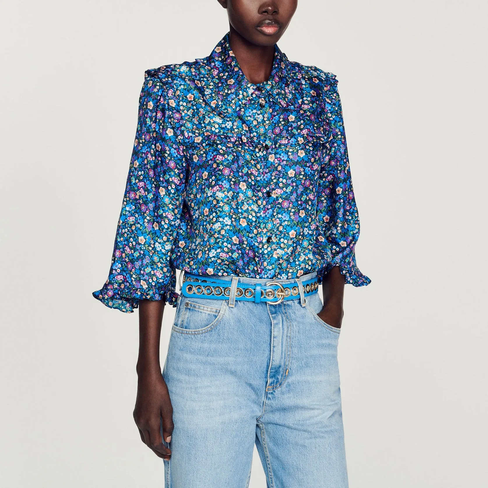 Chemise en soie imprimé fleuri