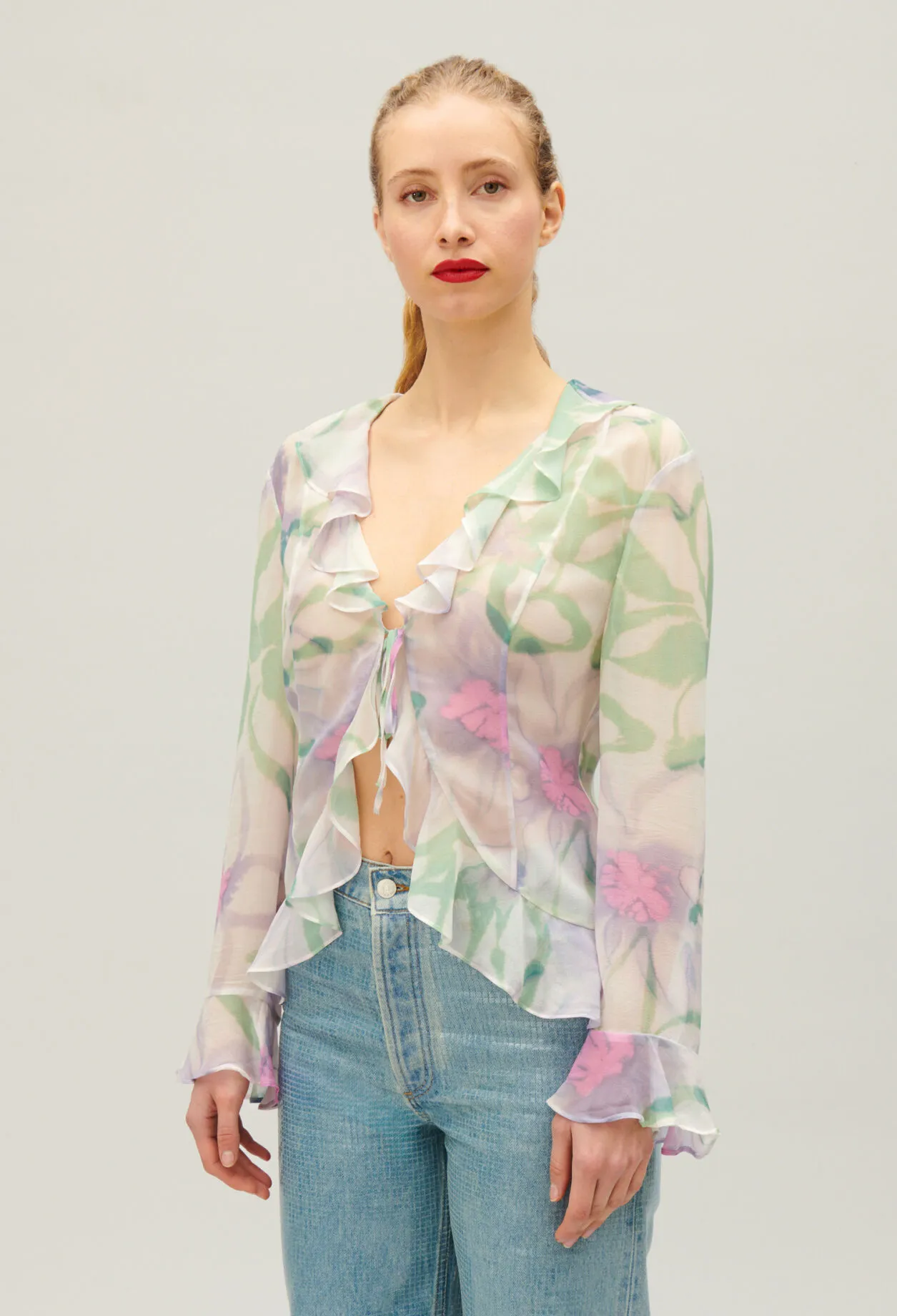 Chemisier soie imprimé aquarelle | Claudie FR