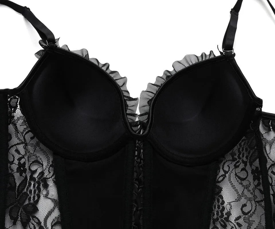 Corset Cuir et Dentelle