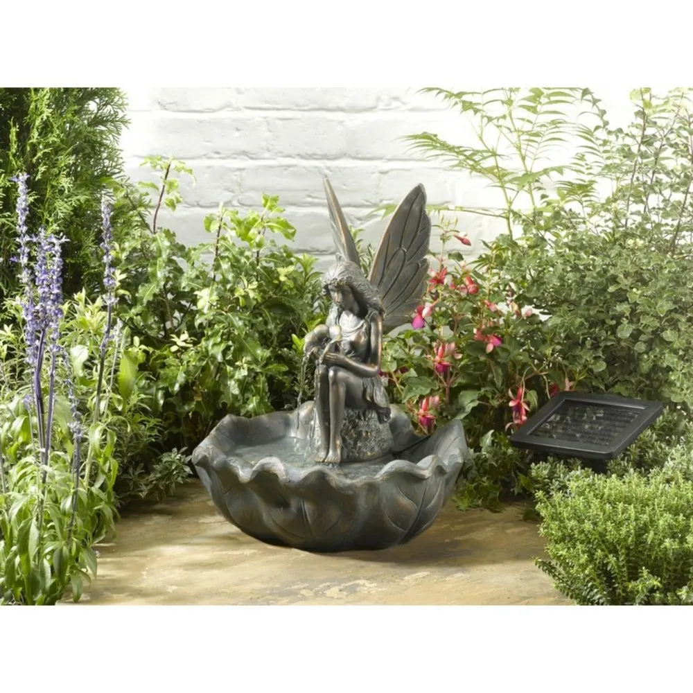 Fontaine solaire fée avec fleur