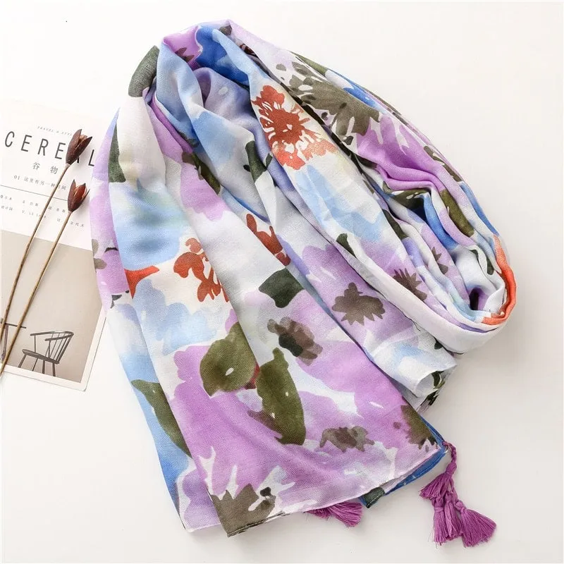 Foulard à imprimé Floral pour femme violet | Tendance Fleurie