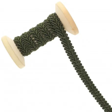 Galon Épi de blé 9 mm - kaki foncé - Bobine de 25 m