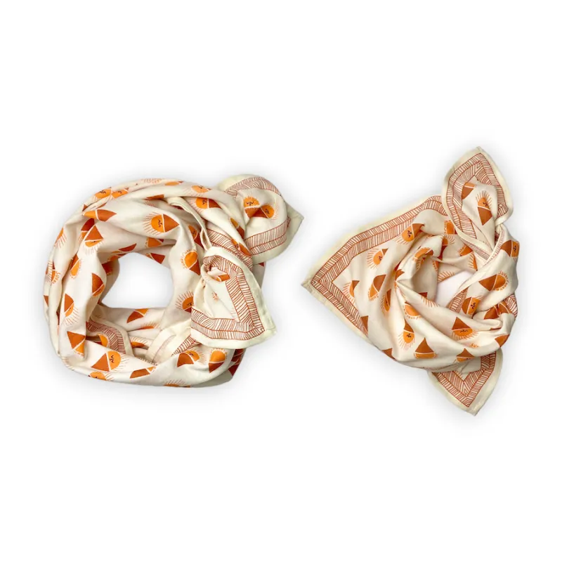 Grand foulard Latika "Sorbet" - Abricot - APACHES Collections - Perlin Paon Paon