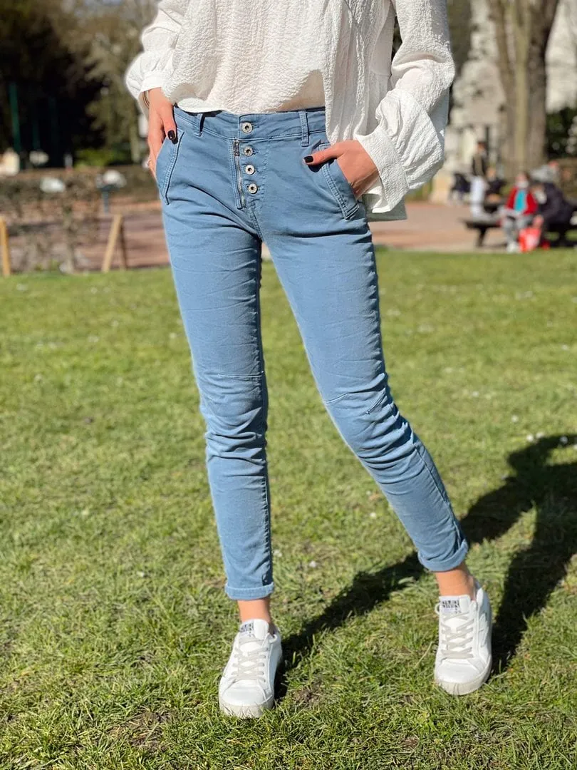Jeans zip / bouton bleu | Concept Store En Ligne | Jade & Lisa