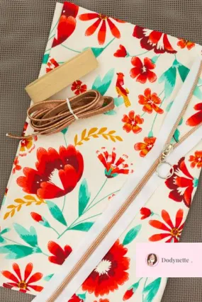 Kit couture: trousse Paloma (version bi-matière) - coloris Pradera rouge/ ajouré taupe