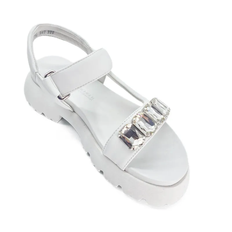 La sandale en cuir blanc et bijoux - Kennel & Schmenger - Scarpe