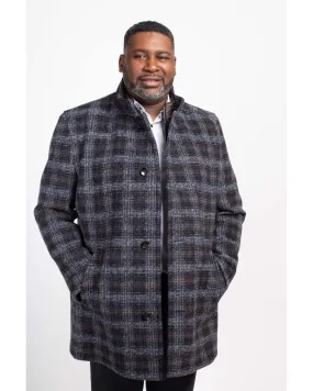 Manteau Flexcity Bugatti grande taille à carreaux bleu marine - Size-factory