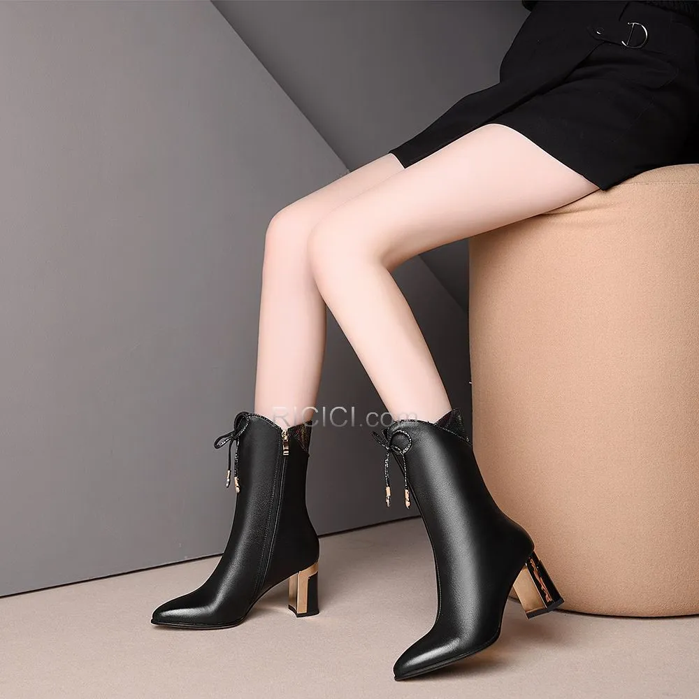 Moderne 8 cm Talons Hauts Noir Talon Carrés Bottines Bout Pointu