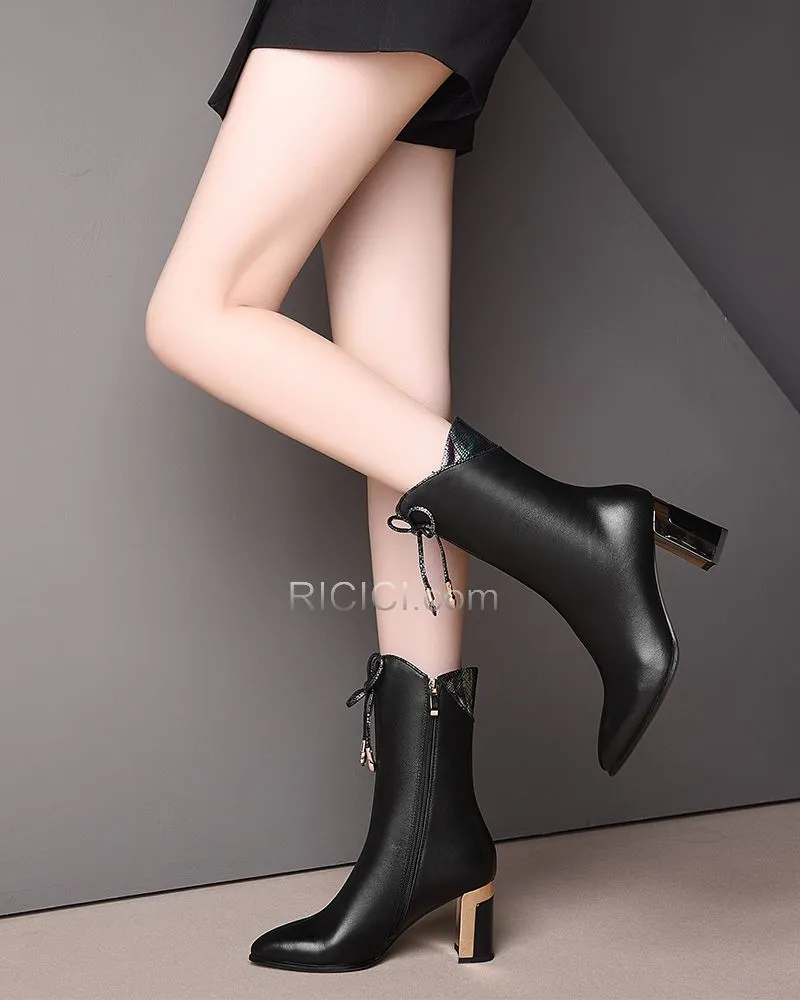 Moderne 8 cm Talons Hauts Noir Talon Carrés Bottines Bout Pointu