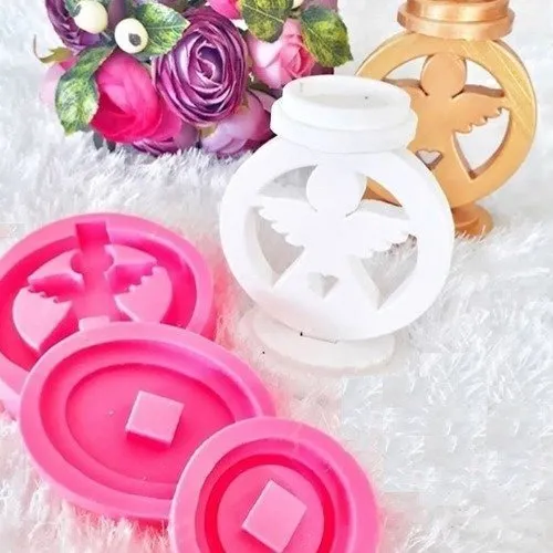 Moule silicone thème noël bougeoir ange étoile pour pâte polymère fimo plâtre savon argile résine polyester cire k308 hr
