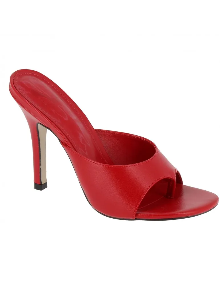 mules entredoigts à talons cuir rouge 12 cm