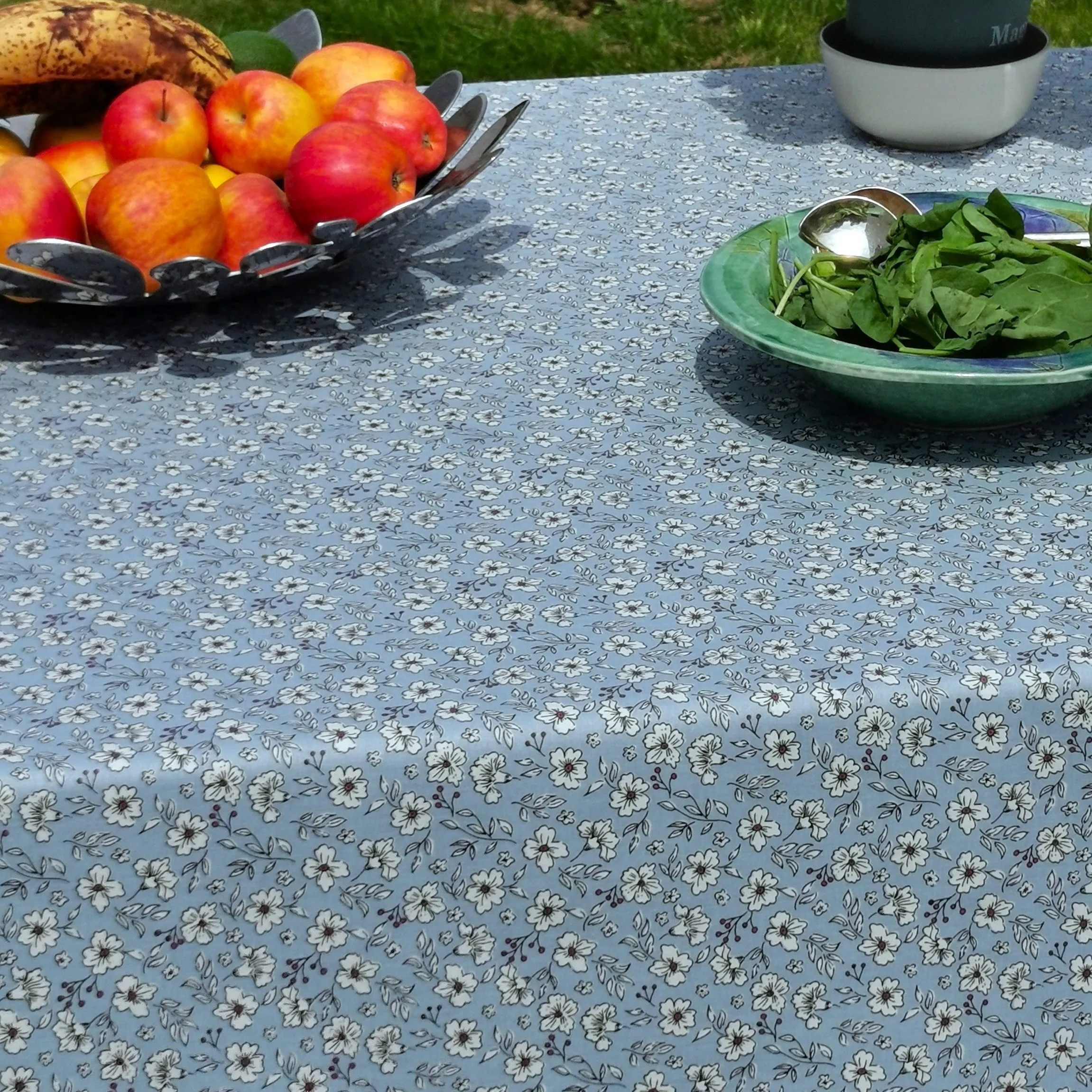 Nappe enduite Anémone Bleue - Carrée 160x160cm Fleur de Soleil 