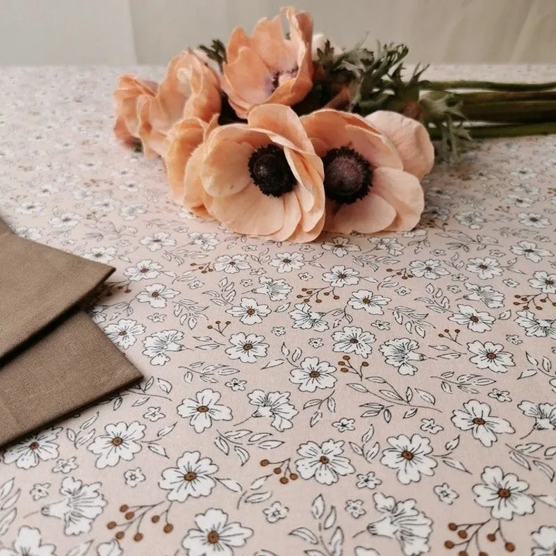 Nappe enduite Anémone rose - Rectangle 160x200cm Fleur de Soleil 