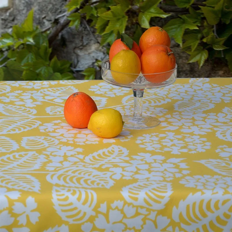 Nappe enduite Hortensia jaune - Carrée 160x160cm Fleur de Soleil 