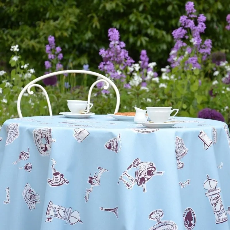 Nappe enduite Paris Bleu - Rectangle 160x240cm Fleur de Soleil 