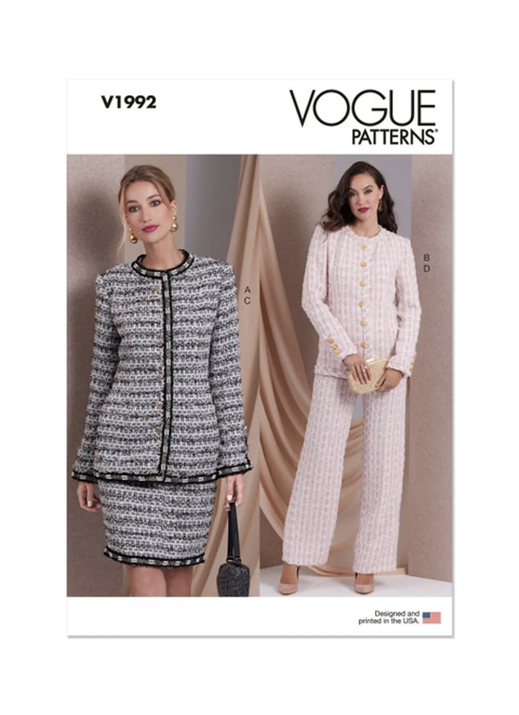Patron de veste, jupe et pantalon Vogue 1992