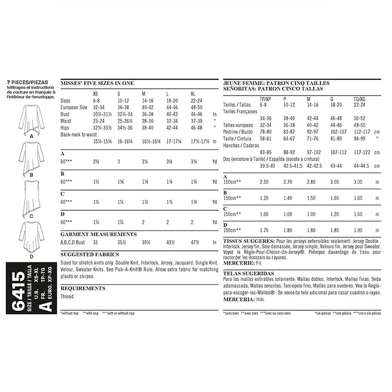 Patron Pull Asymétrique Femme - New Look 6415
