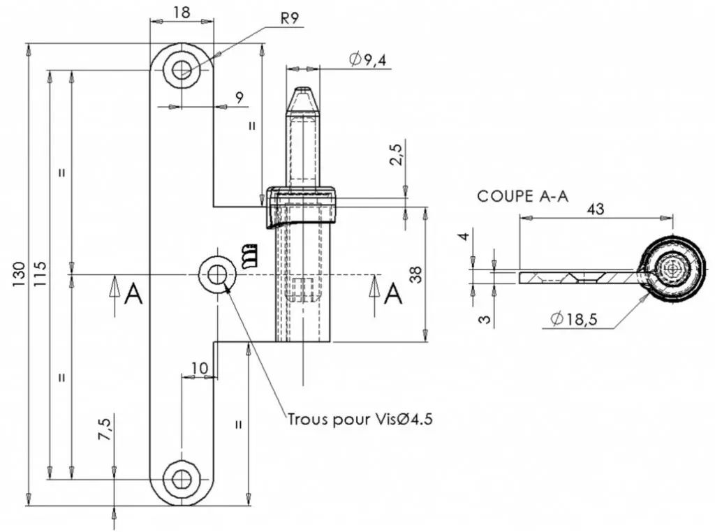 Paumelle Réglable en Inox avec Fourreau - Monin | Setin