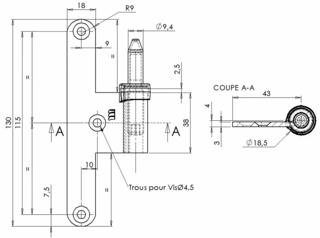 Paumelle réglable inox brossé