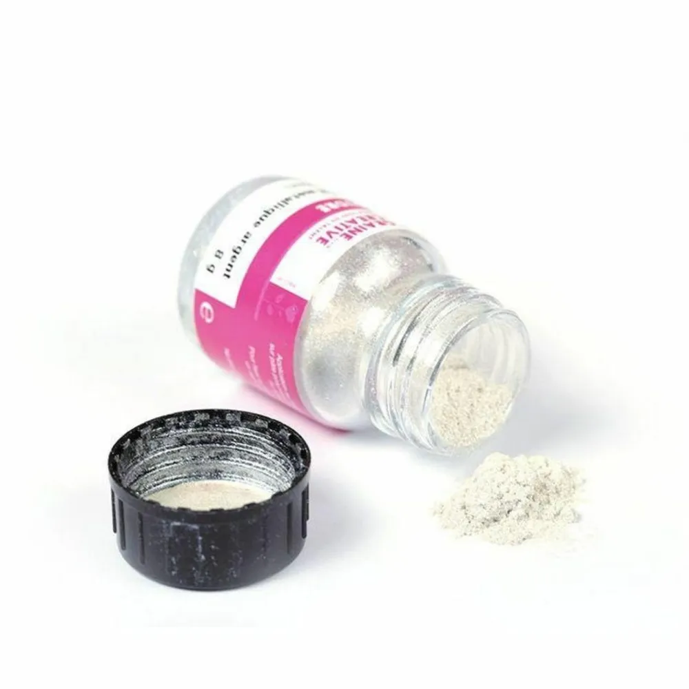Poudre effet métallique argent pour pâte polymère 16 g