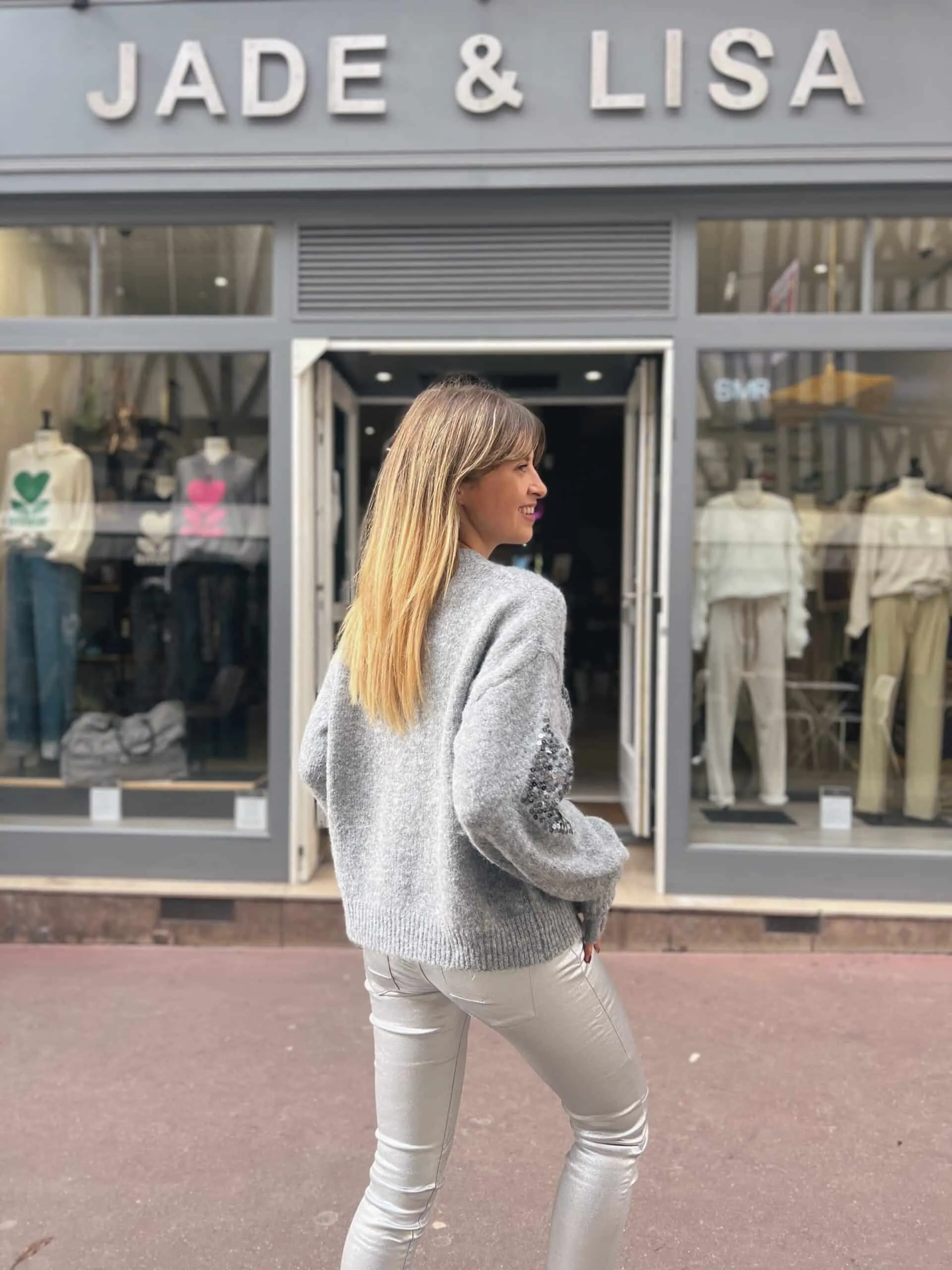 Pull losange gris | Concept Store En Ligne | Jade & Lisa