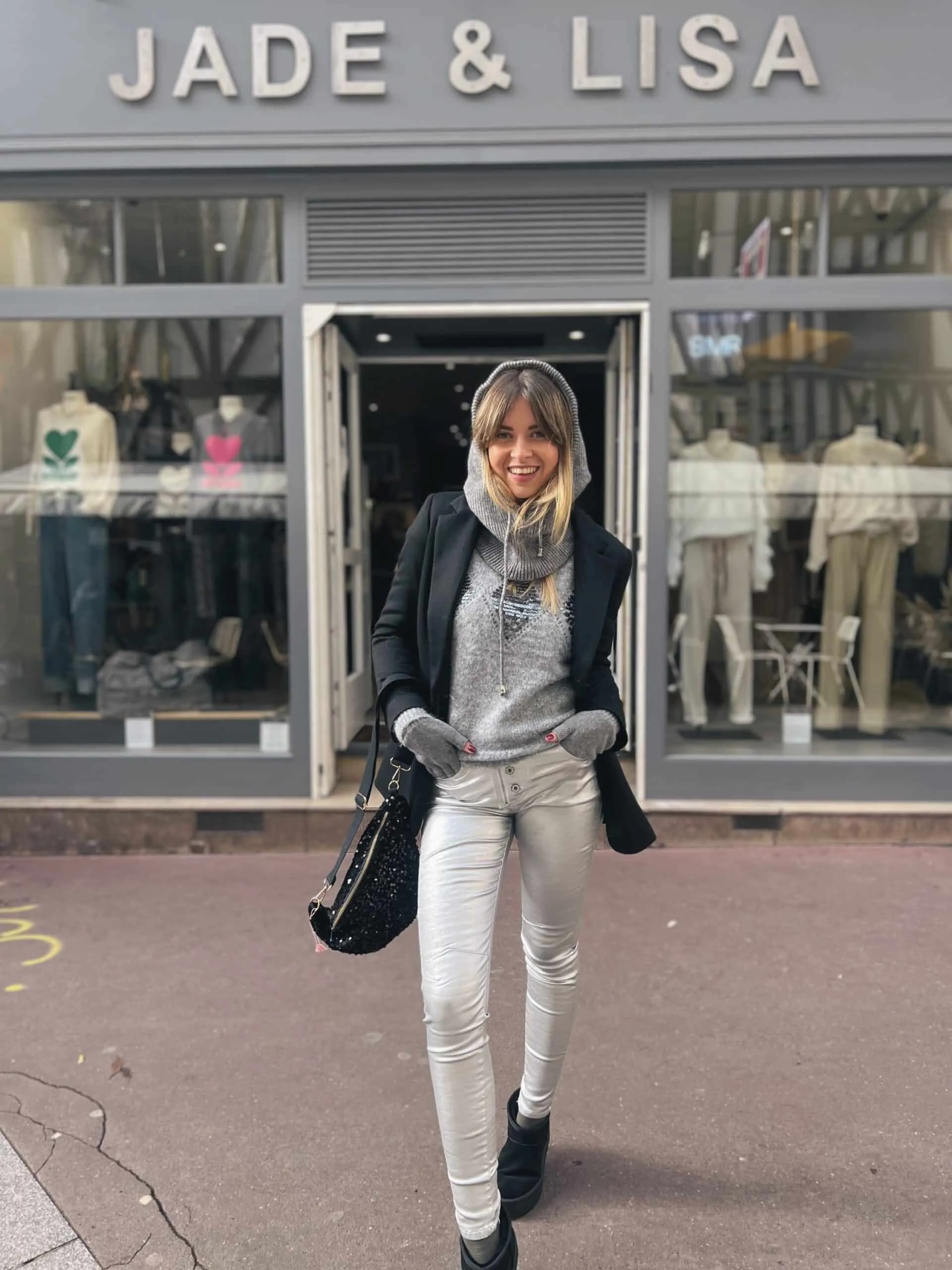 Pull losange gris | Concept Store En Ligne | Jade & Lisa