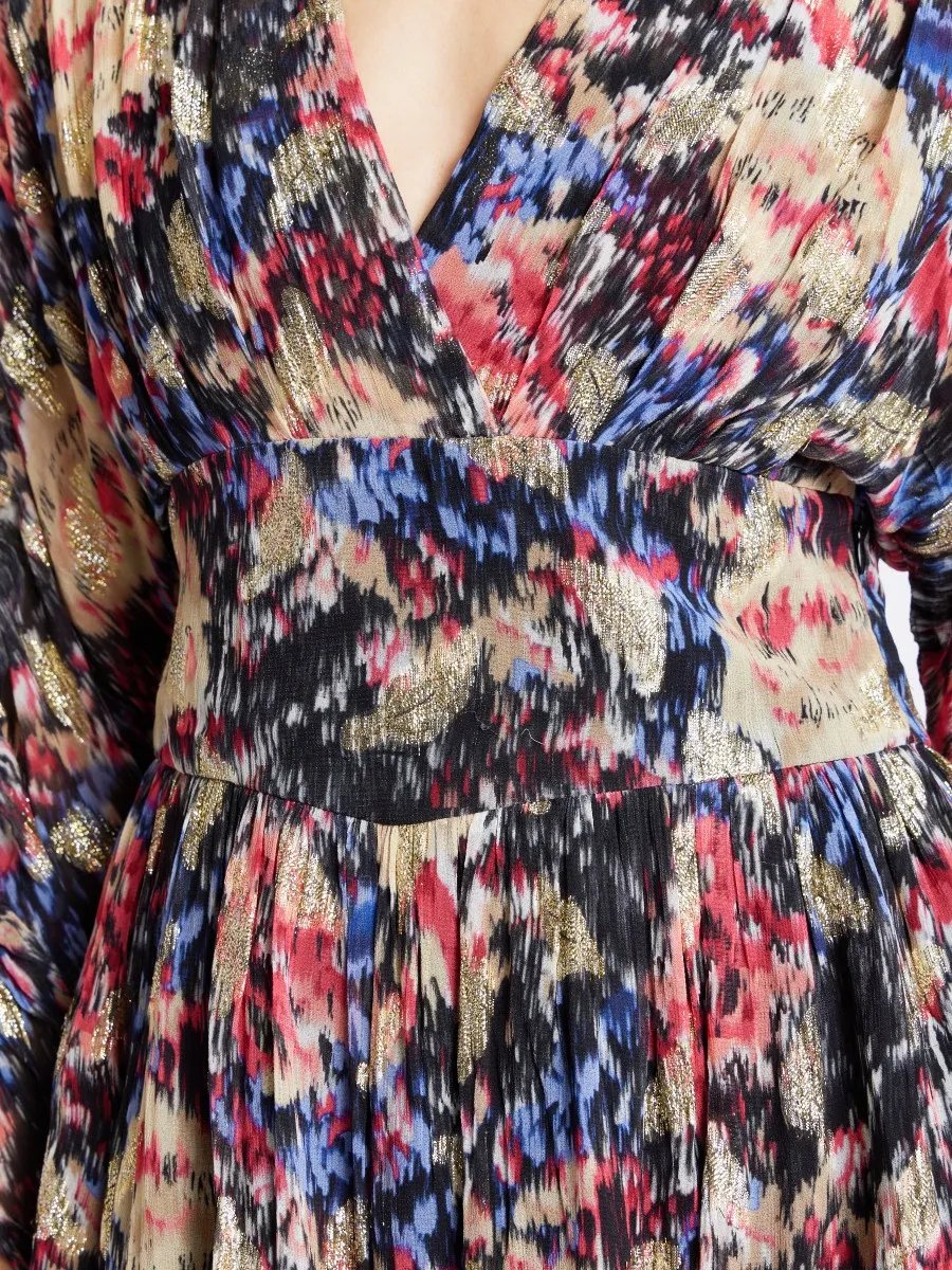 RAYAN | Robe courte imprimé doré décolleté en lurex