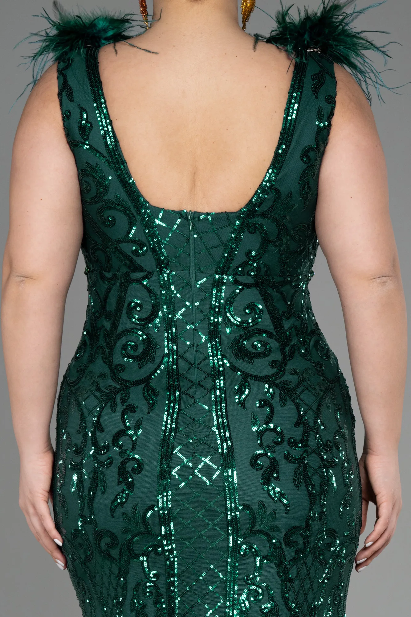 Robe De Fiançailles Grande Taille Longue Squameuse Émeraude ABU3671