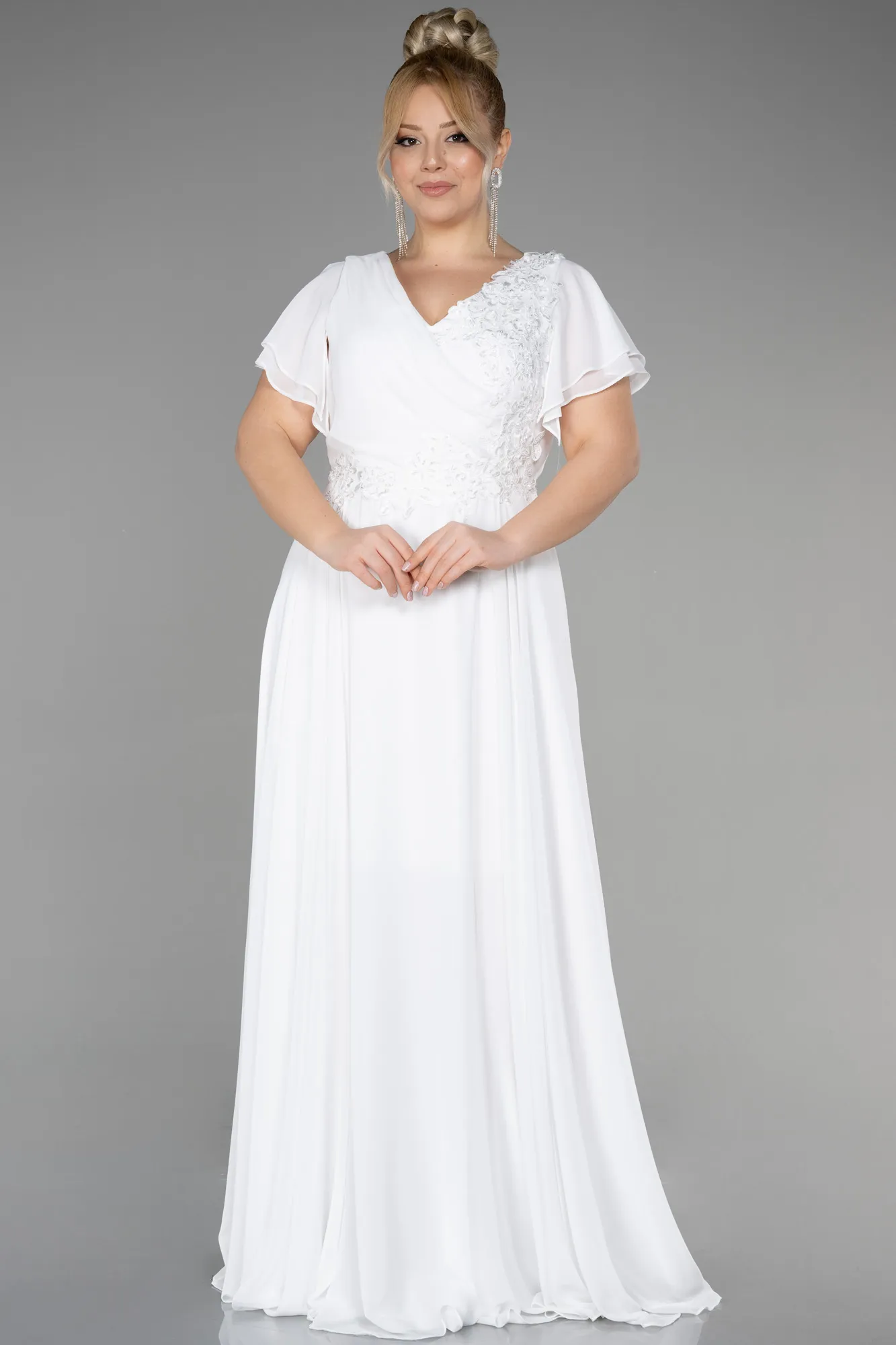 Robe De Soirée Grande Taille Longue Blanc ABU1562