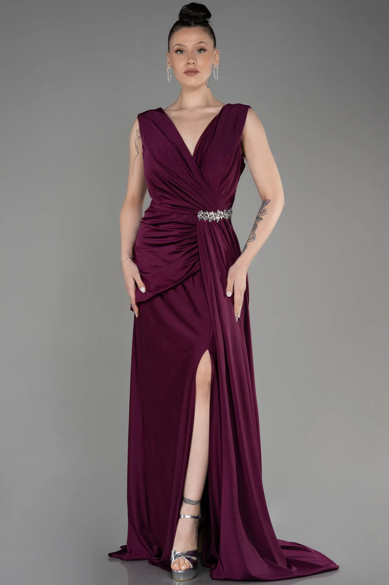 Robe Grande Taille Longue Prune ABU3737