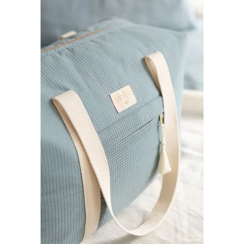 Sac de maternité Opera - Stone blue - NOBODINOZ - Perlin Paon Paon