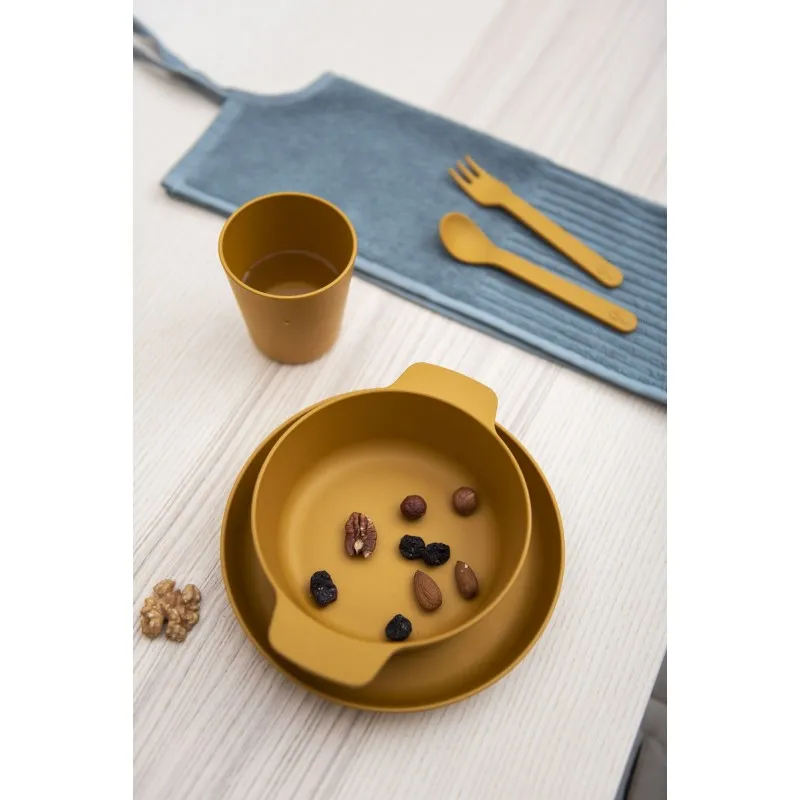 Set de 2 bols en bioplastique - Moutarde - TRIXIE BABY - Perlin Paon Paon