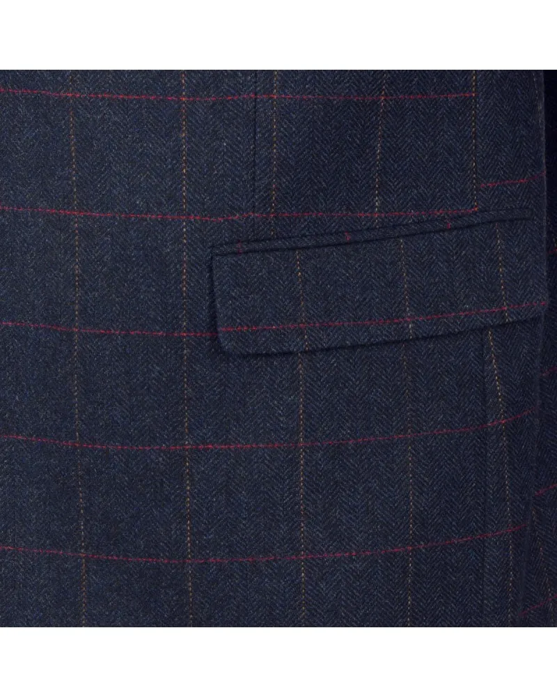 Skopes Veste à carreaux en laine grande taille bleue - Size-factory