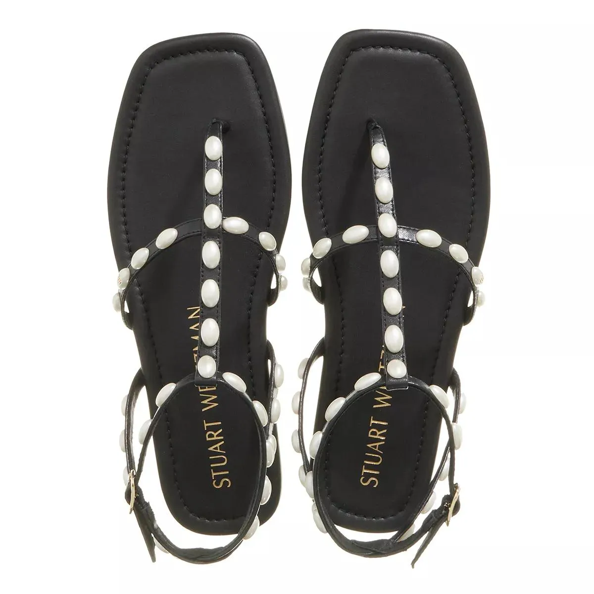 Stuart Weitzman Pearlita Flat Sandal Black | Sandale à lanières