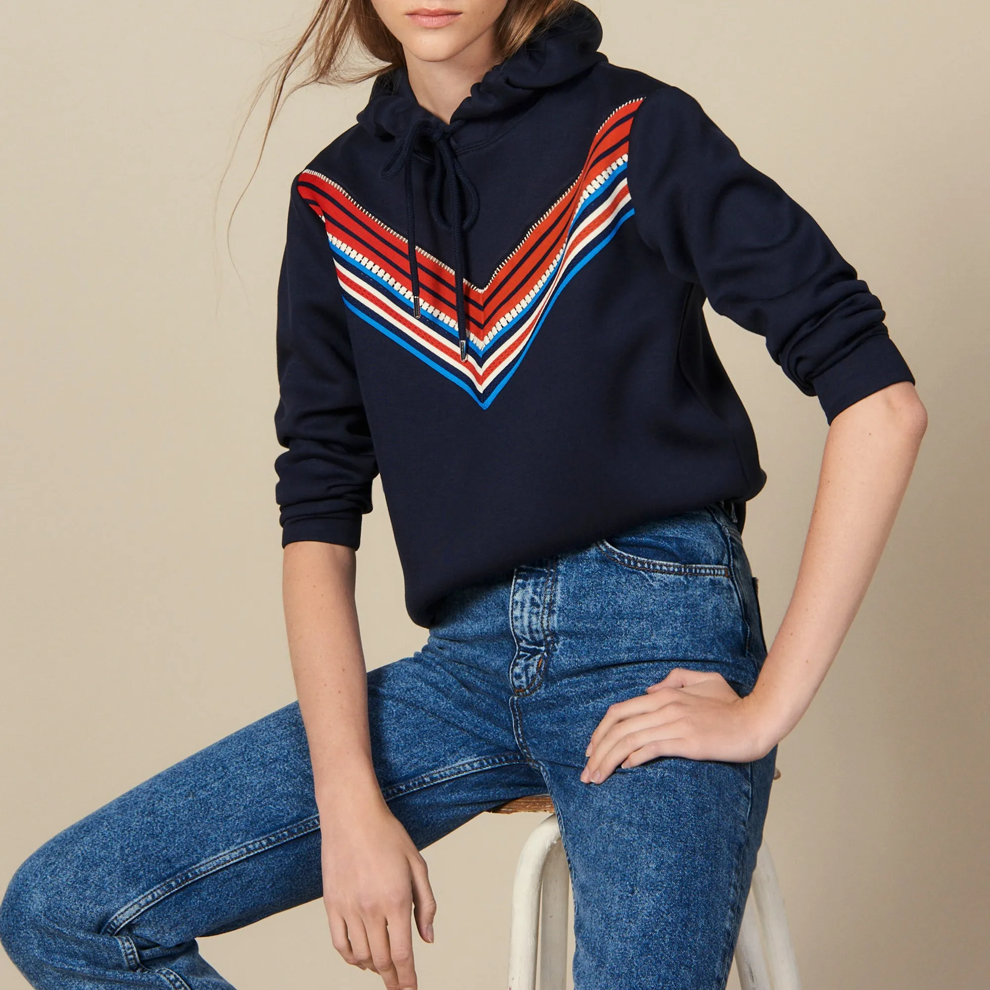 Sweatshirt avec galon rayé