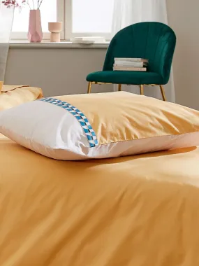Taie d'oreiller percale avec galon - Jaune
