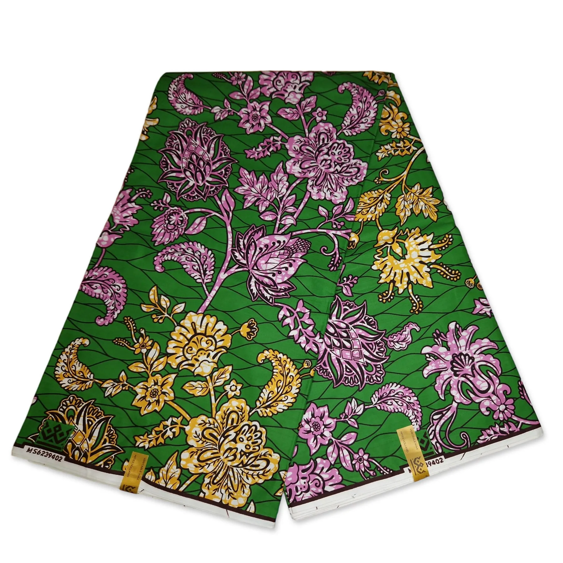 Tissu africain / tissu Super wax - Vert Flowers