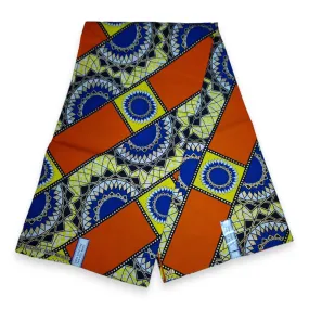 Tissu imprimé africain - Effets pailletés exclusifs 100% coton - KT-3123 Or Orange