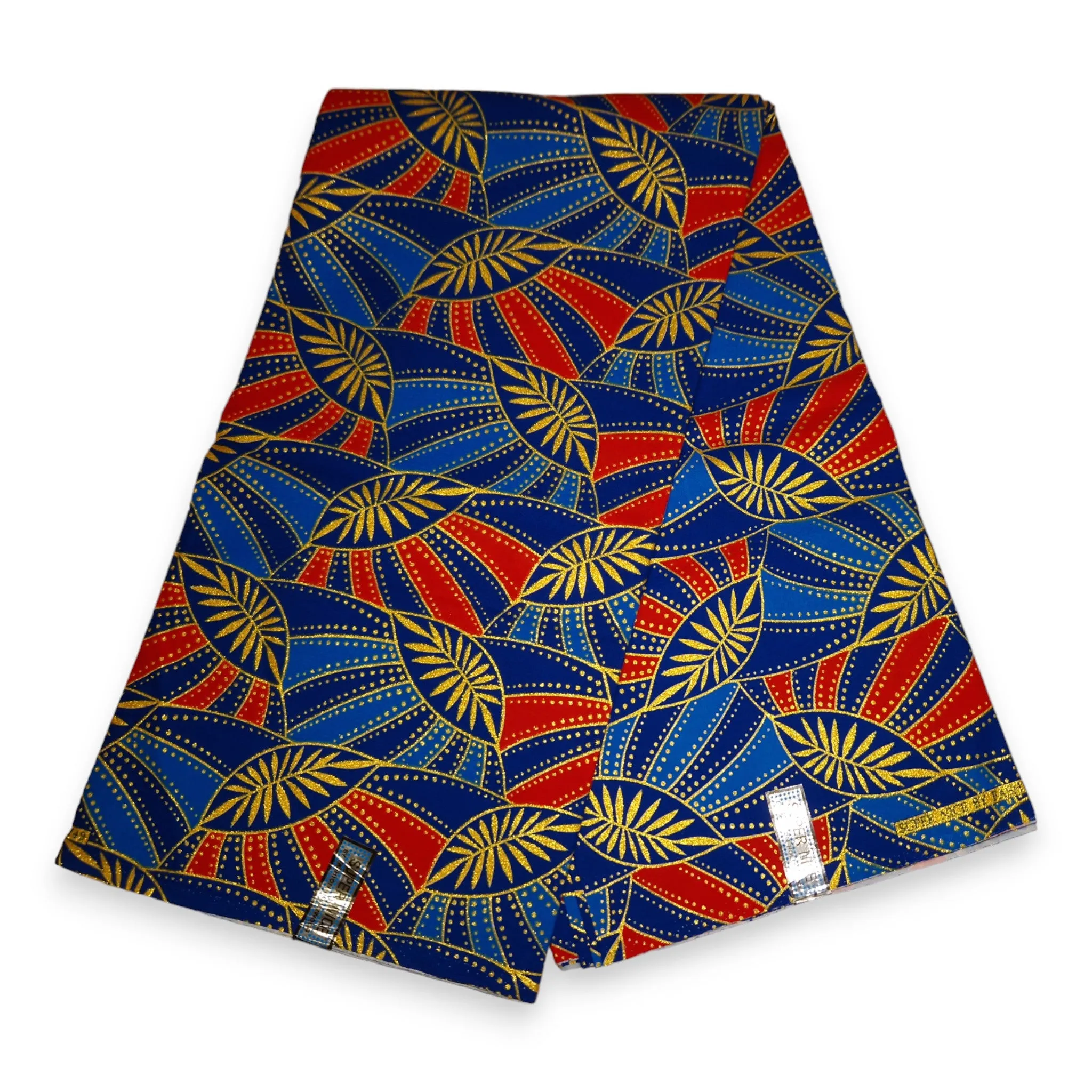 Tissu imprimé africain - Effets pailletés exclusifs 100% coton - KT-3129 Or Bleu