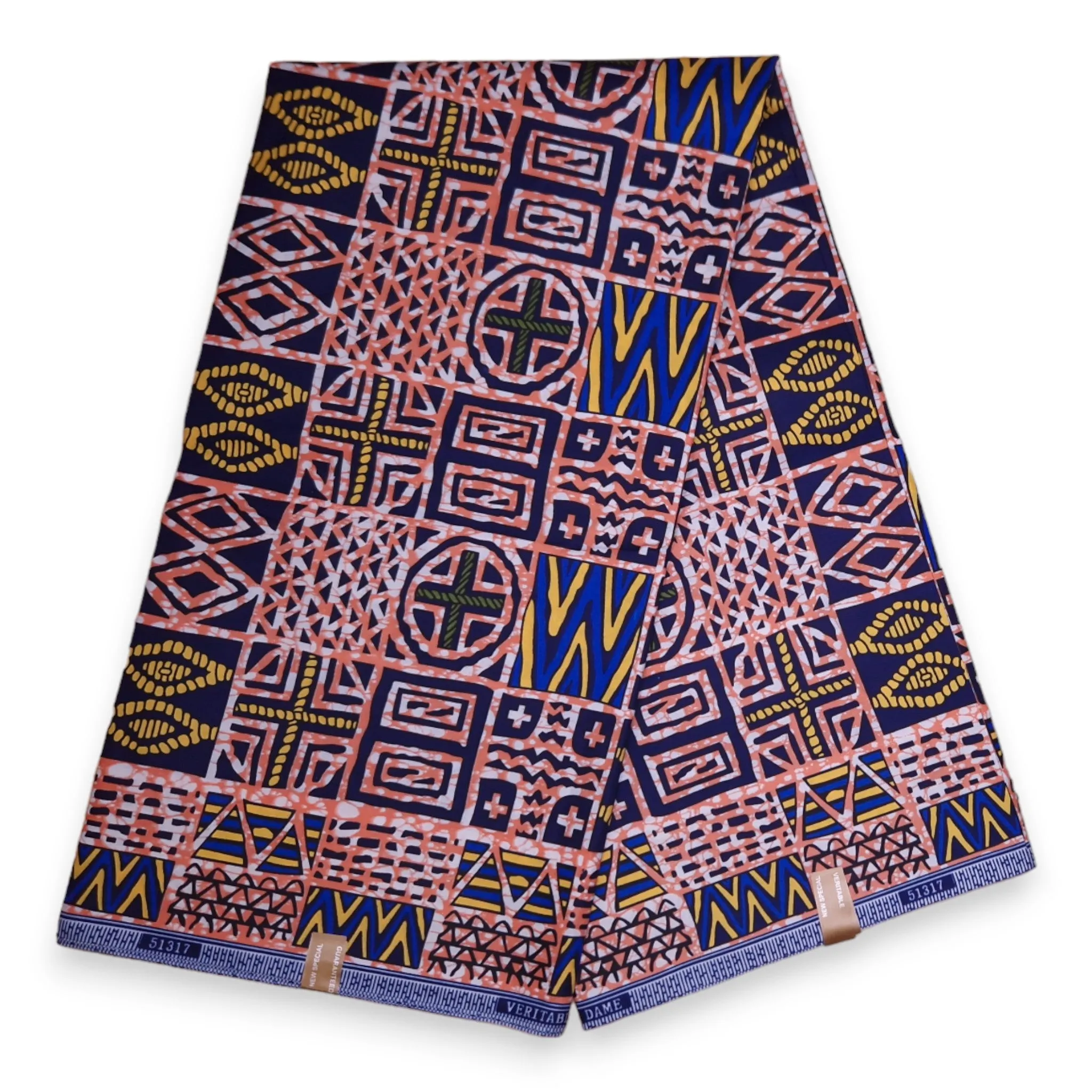 Tissu imprimé africain - Effets pailletés exclusifs 100% coton - PO-5008 Or Vert