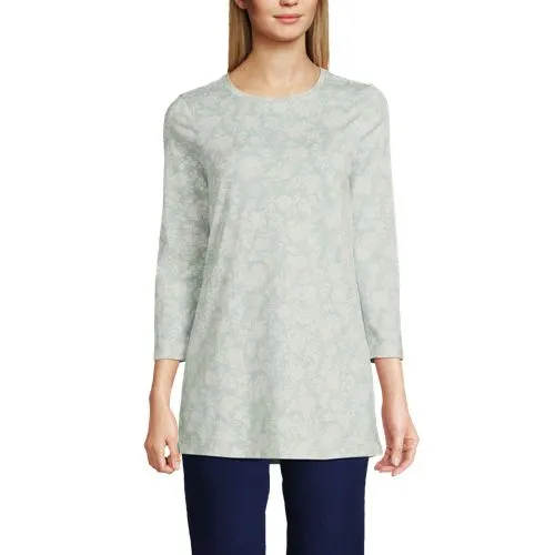 Tunique Manches 3/4 en Coton Supima, Femme Stature Standard
