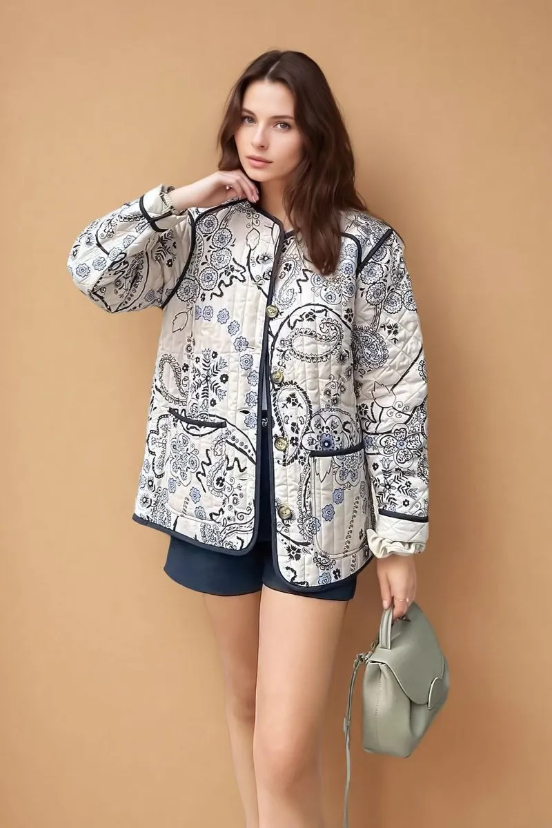 Veste Matelassée à Imprimé Floral Ethnique lisa